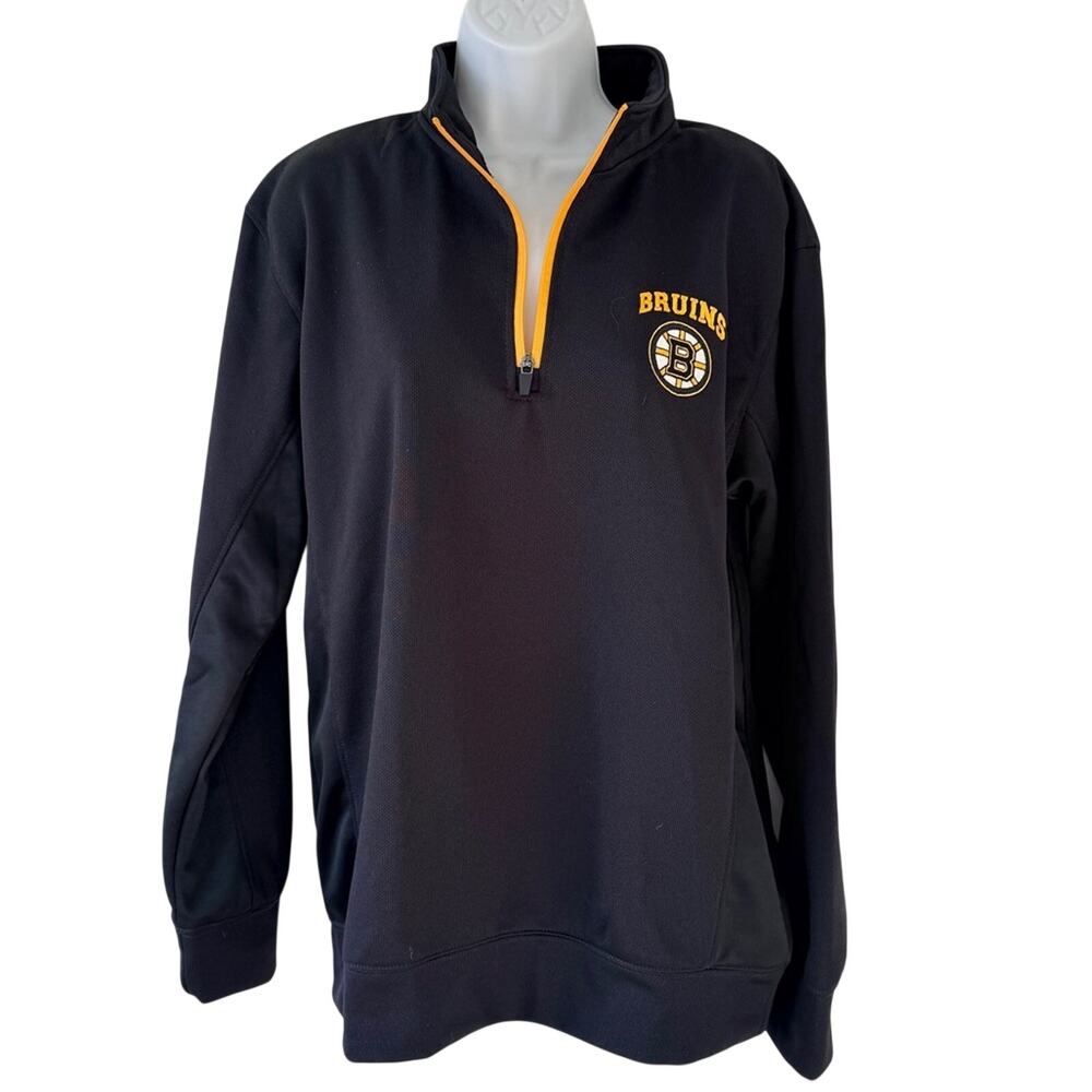 NHL Boston Bruins Black Embroidered Logo 1/4 Zip Long Sleeve Pullover Men’s sz M